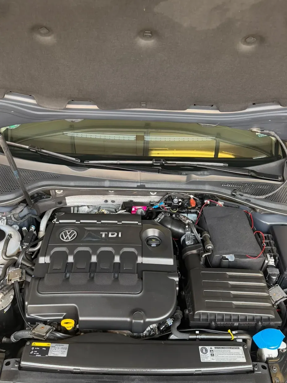 Motorraum eines VW TDI nach der Motorraumreinigung